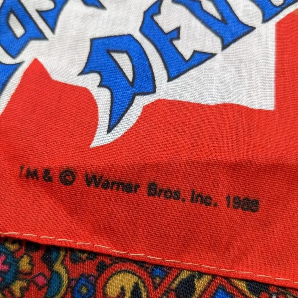 Vintage 80s Looney Tunes Tasmanian Devil College Football Bandana Collectable